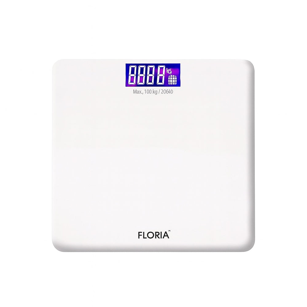 Cantar corporal Floria ZLN1988 sticla securizata 180kg display LCD alb