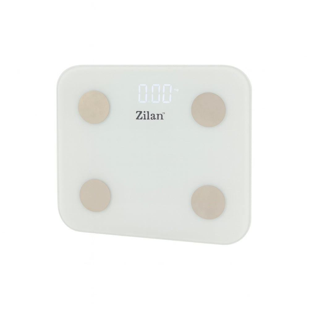 Cantar corporal Zilan ZLN9006 sticla securizata 180kg aplicatie OKOK alb