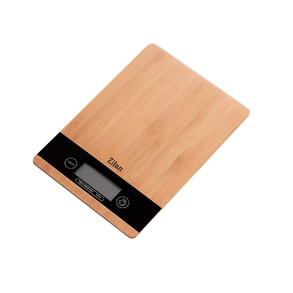 Cantar de bucatarie digital Zilan ZLN8989 – 5 kg, Tara, LCD, bambus