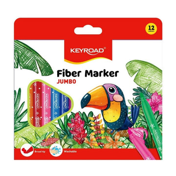 Carioci colorate Keyroad Jumbo Washable KR971413, 12 culori, lavabile, blister carton