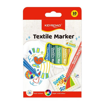 Carioci colorate Keyroad KR972896, 10 culori, pentru textile (nu se spala)
