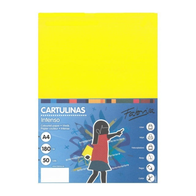 Carton colorat A4 Fabrisa 15460, 180g/mp, galben intens, top 50 coli