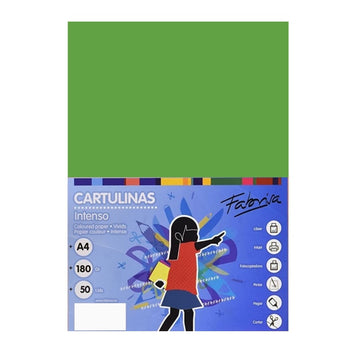Carton colorat A4 Fabrisa 15463, 180g/mp, verde intens, top 50 coli