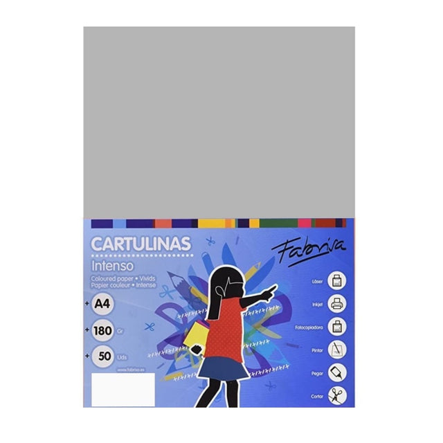 Carton colorat A4 Fabrisa 15465, 180g/mp, gri intens, top 50 coli
