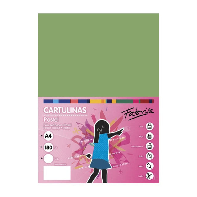 Carton colorat A4 Fabrisa 15514, 180g/mp, verde pastel, top 250 coli