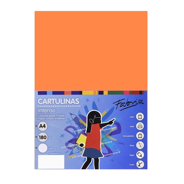 Carton colorat A4 Fabrisa 15518, 180g/mp, portocaliu intens, top 250 coli