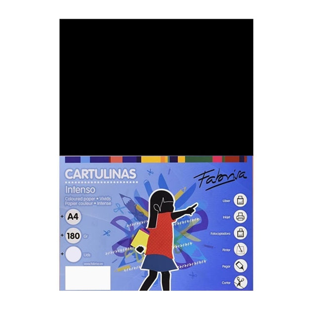 Carton colorat A4 Fabrisa 15533, 180g/mp, negru intens, top 250 coli