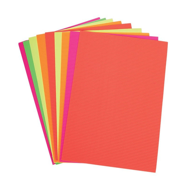 Carton ondulat A4, diverse culori neon, set 10 coli, Colorarte