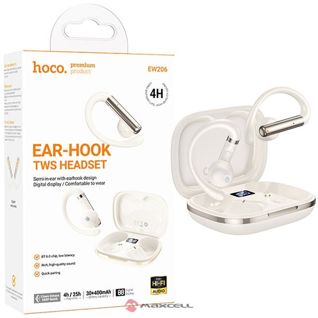 Casti Wireless Hoco EW206, BT 6.0, EarBuds, Etui Incarcare cu Display LED - Argintiu