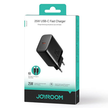Incarcator Retea + Cablu Lightning Joyroom JR-TCF11, 25W, 1xUSB-C, PD - Negru