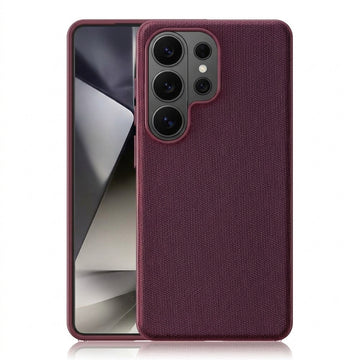 Husa Woven pentru Samsung S26, MagCase, TechWoven Piele, Soft Craft - Visiniu