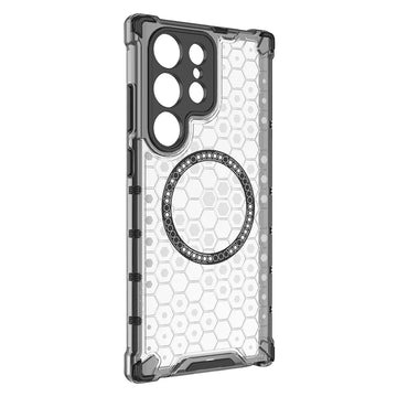 Husa HoneyComb pentru Samsung S25 Ultra, Magnet MagCase, AntiDrop Corners - Alb