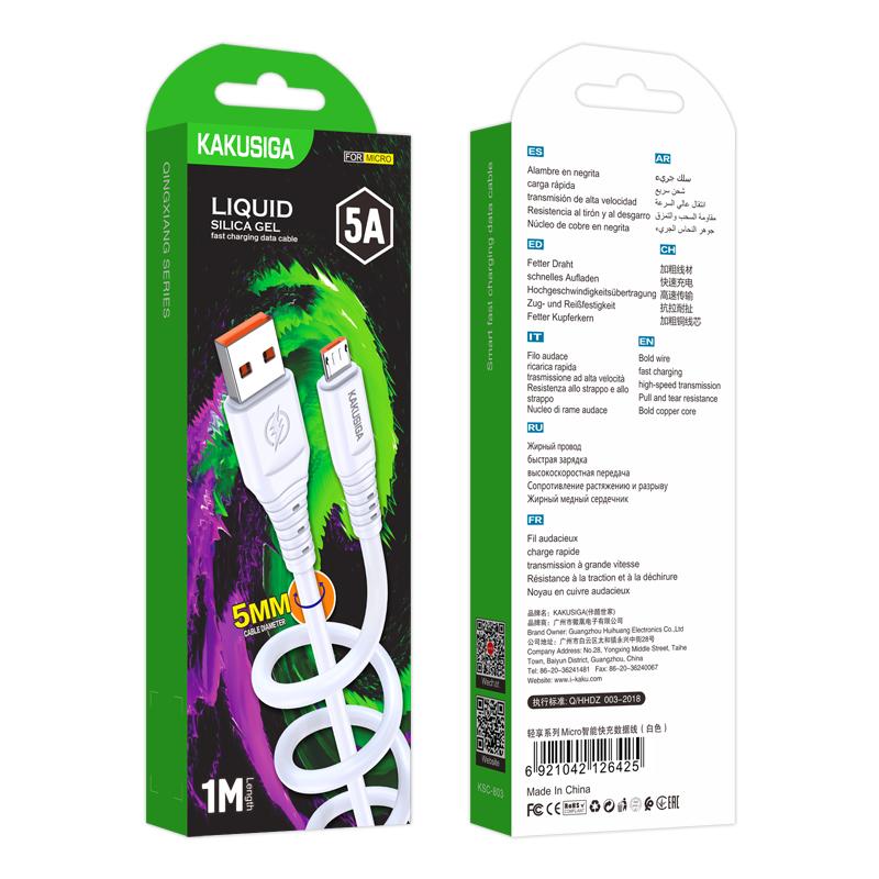 Cablu Date si Incarcare Kaku KSC-803, USB-A la MicroUSB, 18W, 2.4A, 1m - Alb