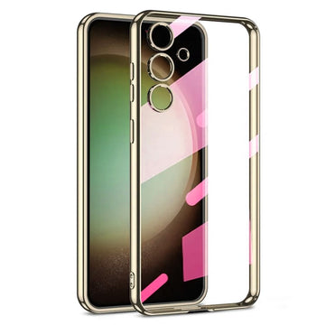 Husa Plating pentru Samsung S21 Ultra, Silicon Slim, Clear - Auriu