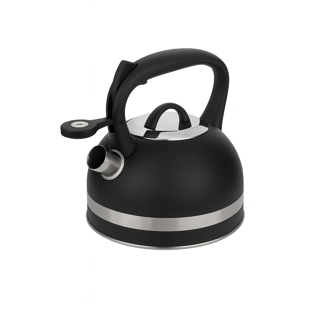 Ceainic inox cu fluier ZILAN, 3L, baza larga, design negru, ZLN1283, negru