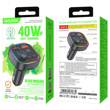 Modulator FM Kaku KSC-1065, 40W, 1xUSB-A, Functie HandsFree - Negru