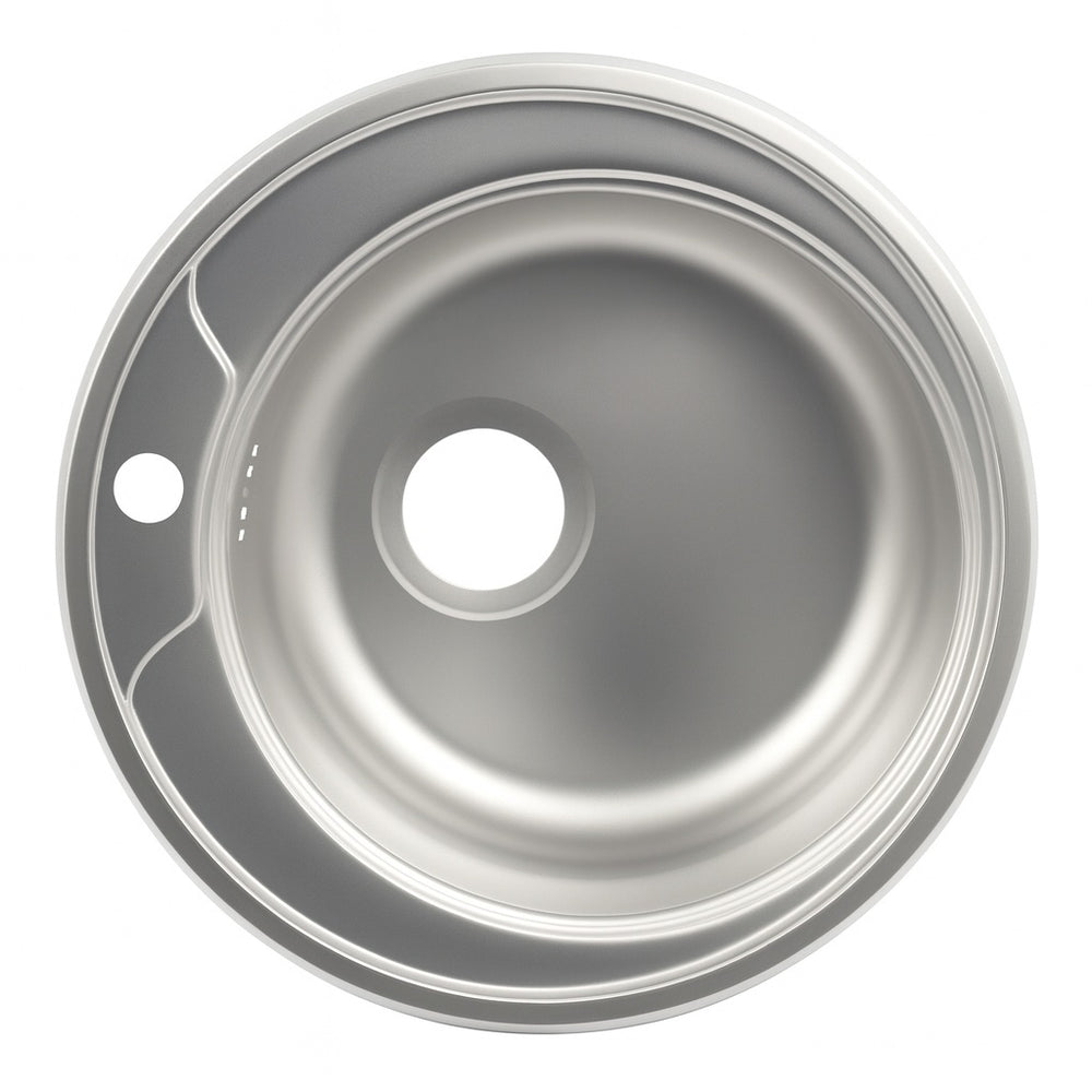 Chiuveta inox 304 rotunda Z-INOX, Ø48cm, anticalcar, preaplin, sifon inclus, ZLN6300, argintiu