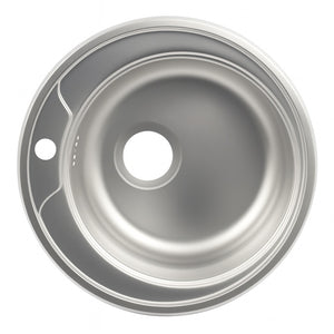 Chiuveta inox 304 rotunda Z-INOX, Ø48cm, anticalcar, preaplin, sifon inclus, ZLN6300, argintiu