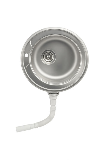 Chiuveta inox 304 rotunda Z-Inox, Ø48 cm, anticalcar, cu preaplin si sifon inclus, argintiu, ZLN6300