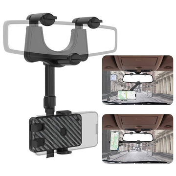 Suport Auto XO C115, cu Cleme Laterale, Montaj Oglinda Retrovizoare, MultiAngle - Negru