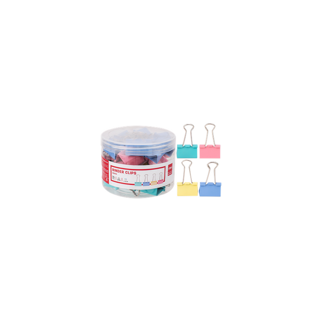 Clipsuri metalice Deli 8553 A, 32mm, diverse culori, cutie PVC 24 buc