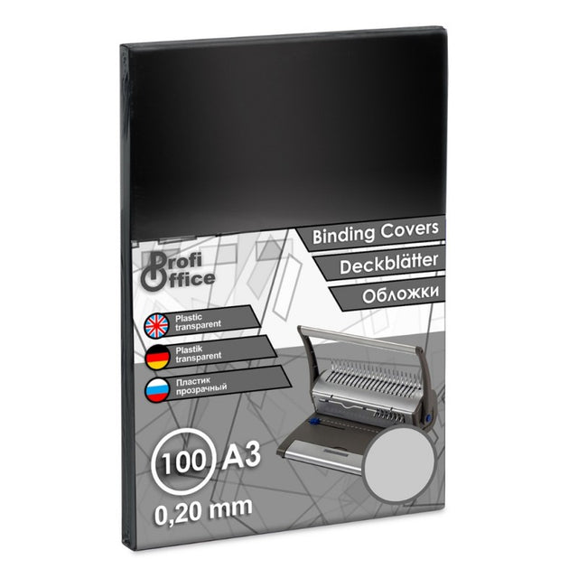 Coperta indosariere A3 ProfiOffice, PVC cristal, transparent, 0.20mm, top cu 100 coli