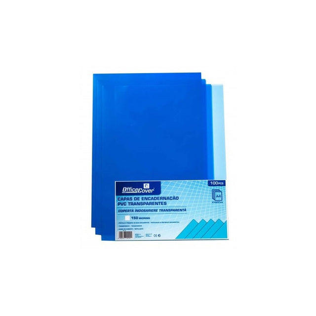 Coperta indosariere A4 Office Cover, PVC albastru, transparent, 0.15mm, top cu 100 coli
