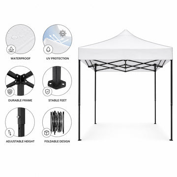 Cort pavilion 3x3m pliabil PEXOR FORTE cu cadru metalic, copertina impermiabila, pentru curte, gradina, evenimente, alb