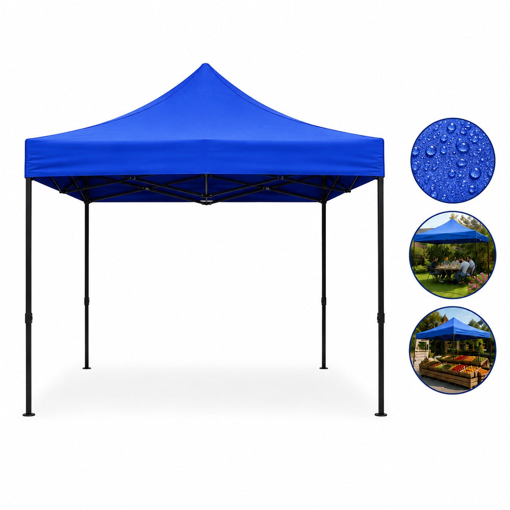 Cort pavilion 3x3m pliabil PEXOR FORTE cu cadru metalic, copertina impermiabila, pentru curte, gradina, evenimente, albastru
