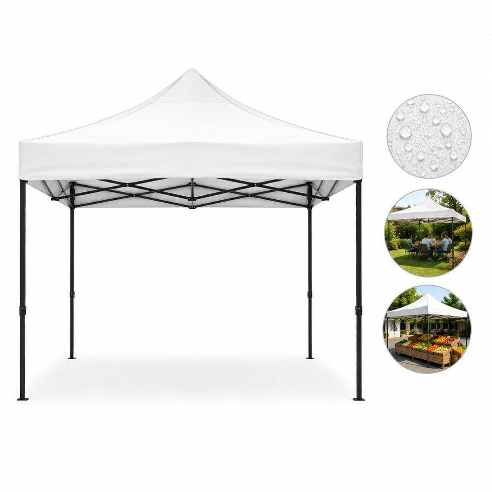 Cort pavilion 3x3m pliabil PEXOR FORTE cu cadru metalic, copertina impermiabila, pentru curte, gradina, evenimente, alb