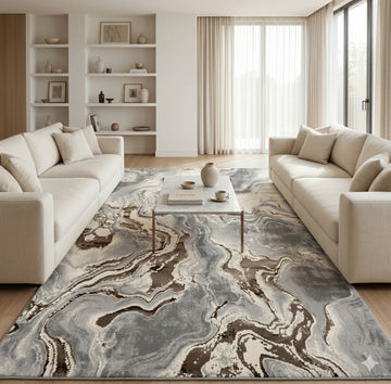 Covor Lirofe Aurum Galaxy Maro, design modern abstract, confort sporit, gri maro
