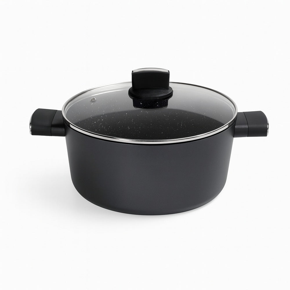 Cratita cu capac ZILAN, 4.6L, marmura, 5 straturi, manere silicon, ZLN0843, negru