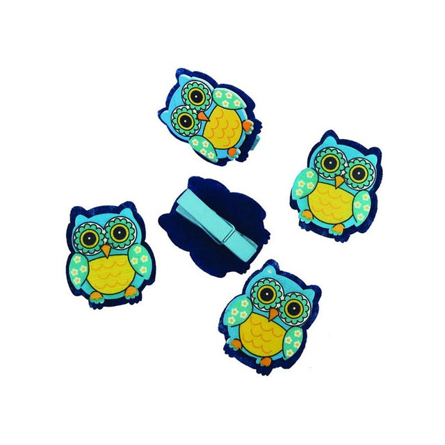 Accesorii creatie - lemn - carlig color bufnite + sfoara, 3.5cm, set 6 buc, Colorarte