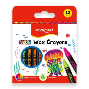 Creioane cerate Keyroad KR972833, 12 culori neon, blister carton