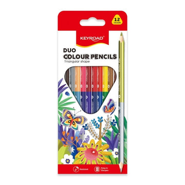 Creioane colorate Keyroad Duo KR971281, 2 capete, 24 culori, blister carton