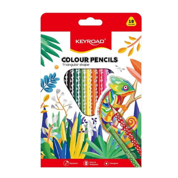 Creioane colorate Keyroad KR971275, triunghiulare, 18 culori, blister carton