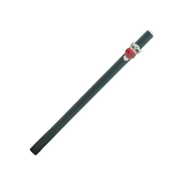 Creion grafit CNX Diamant KS3402-1, HB, corp rotund negru, acryl, cap cu figurine bufnita diverse culori