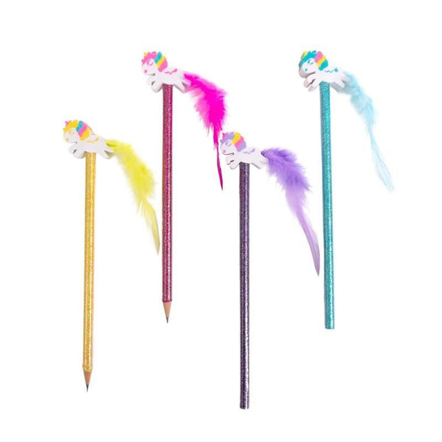 Creion grafit Trendhaus CH30592, HB, cu guma de sters unicorn, diverse culori