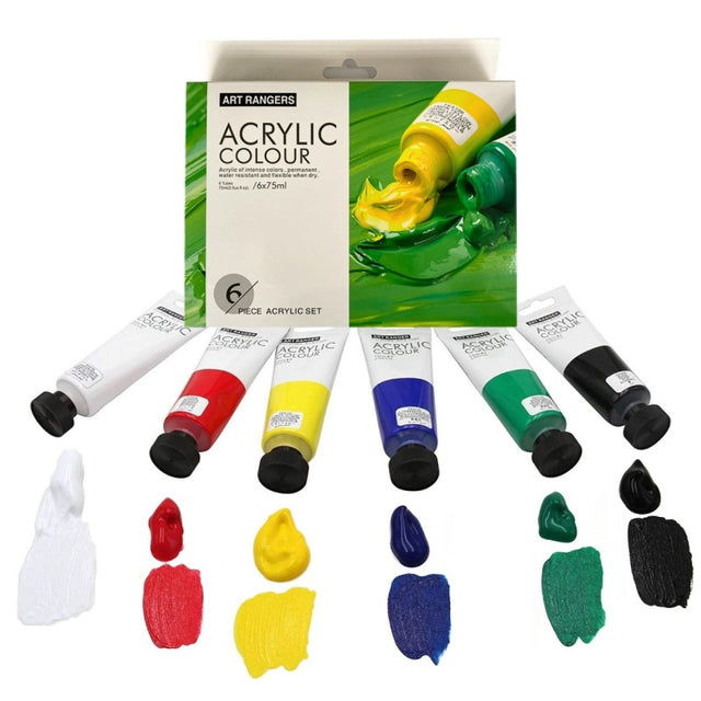 Culori acrilice Magi-Wap Art Rangers, 6 culori x 75ml, FEA0675T-R
