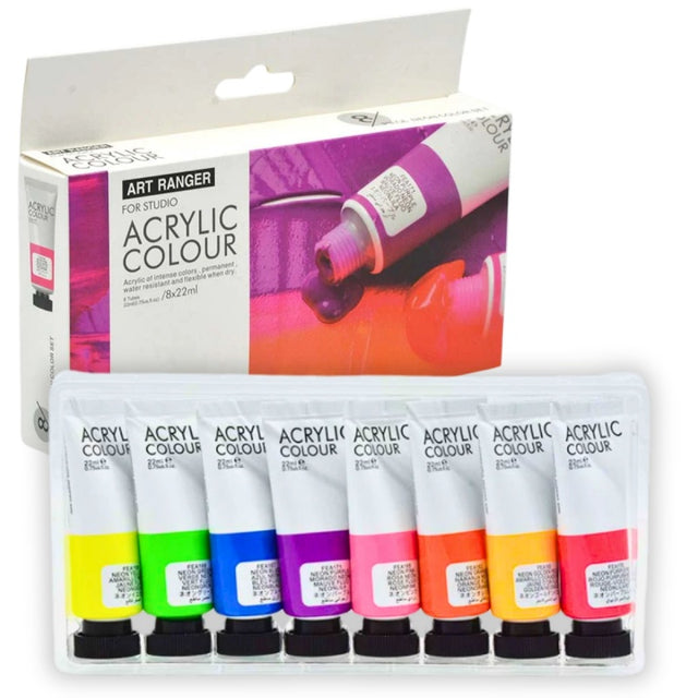 Culori acrilice Magi-Wap Art Rangers, 8 culori x 22ml, culori neon, FEA0822T-N