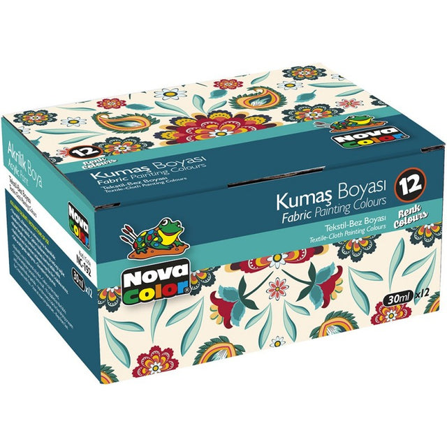 Culori tempera pentru textile Nova Color, 12 culori x 35ml, NC-192