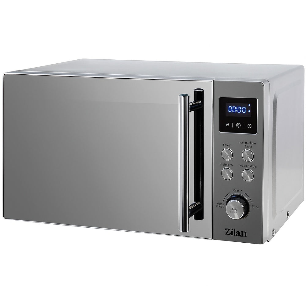 Cuptor cu microunde 20L, Zilan ZLN1238, 700W, 8 programe automate, functie dezghetare, afisaj digital LED, inox/gri