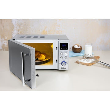 Cuptor cu microunde digital Zilan ZLN1238, 20 L, 700 W, 8 programe automate, functie dezghetare, afisaj LED, panou inox