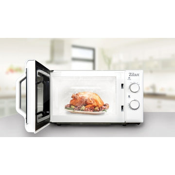 Cuptor cu microunde Zilan ZLN1174, 20 L, 700 W, 6 trepte putere, functie dezghetare, timer 30 min, alb