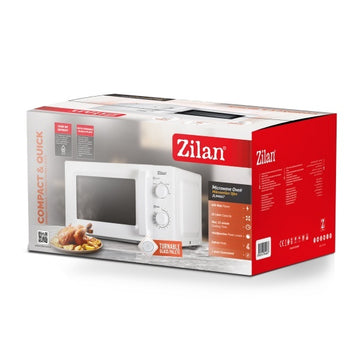 Cuptor cu microunde Zilan ZLN4667, 20 L, 600 W, 5 trepte putere, functie dezghetare, timer 35 min, alb