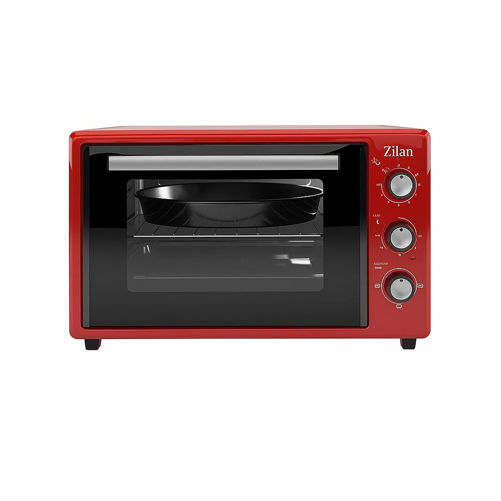 Cuptor electric 35L, Zilan ZLN5322 Gusto, 1800W, 3 functii de gatire, element incalzire ascuns, timer 90 min, rosu