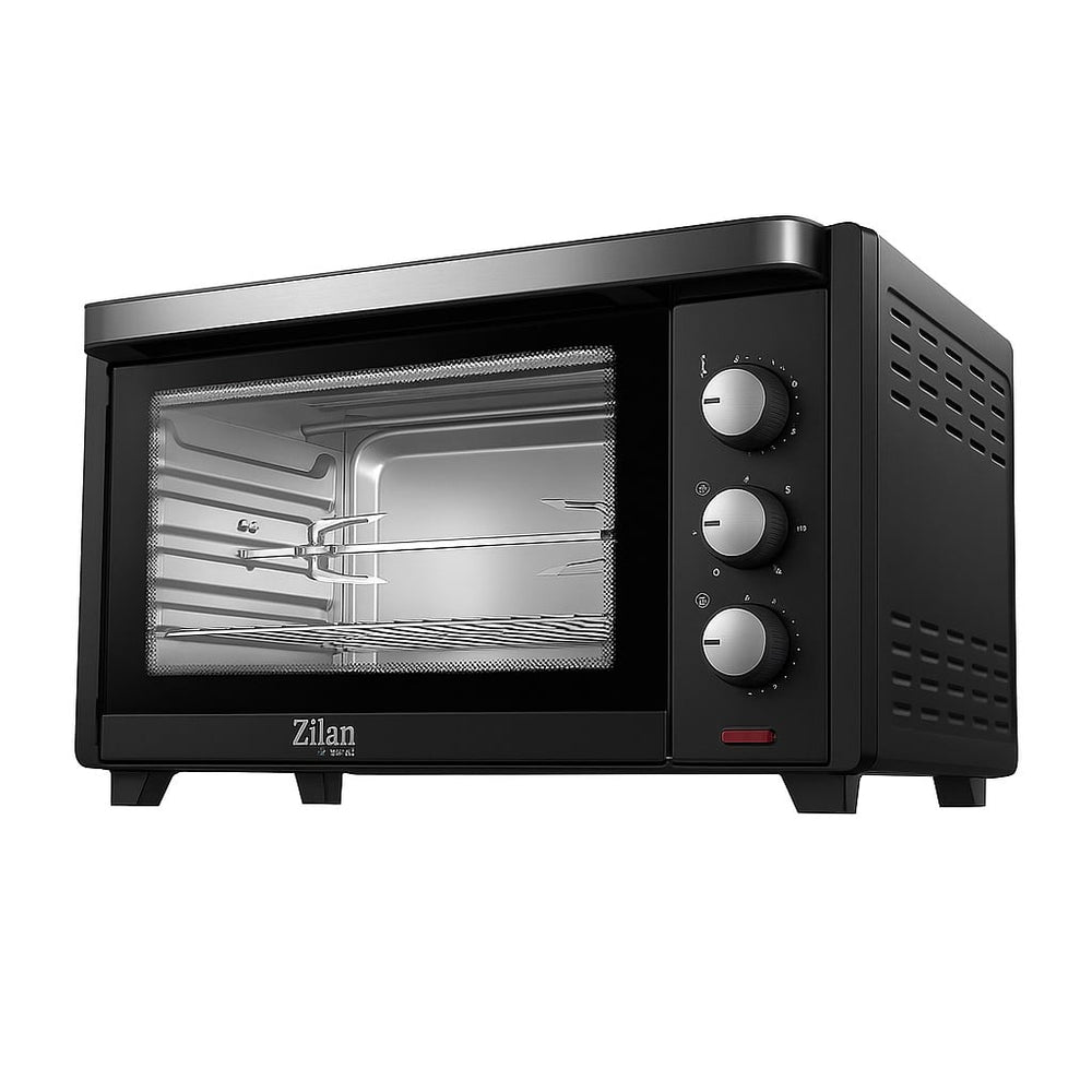 Cuptor electric cu convecție 45L, Zilan ZLN1024, Rozerin 2000W, temperatură reglabilă, timer 60 min, geam dublu, negru