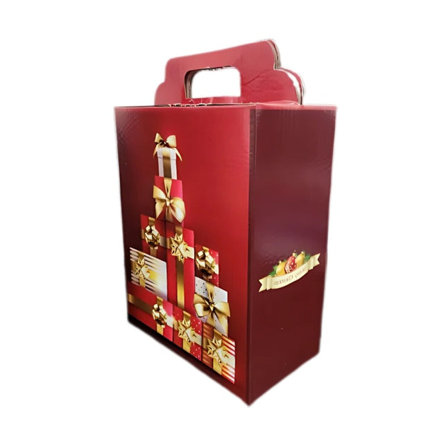 Cutie cadou Craciun, 35cm, cu maner, rosie