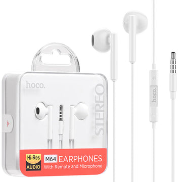 Casti Hoco M64, In Ear, 3.5mm, 1.2m, Driving, Mic & Volume Key, HiFi - Alb