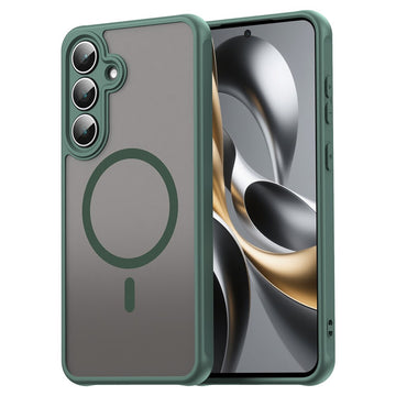 Husa MagFrost Pro pentru Samsung Galaxy S25FE, Matte MagSafe, Frosted - Rama verde inchis